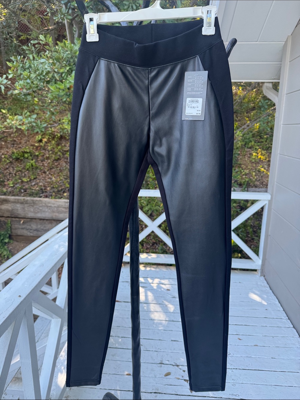 Lange Girls Black Faux Leather-Front Leggings